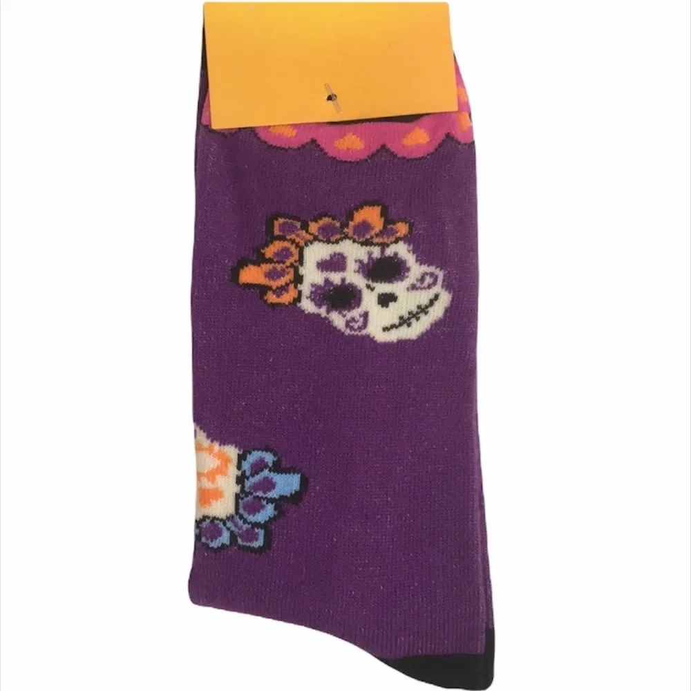 LeGale Skull Crew Socks, 1 Pair, Purple